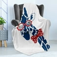 thumbnail image 4 of Giraffe Soft Flannel Fleece Blanket, Hipster Animal Neck Bowtie and Nerd Glasses Cartoon Fauna Composition, Cozy Plush for Indoor and Outdoor Use, 70" x 90", Blue Vermilion and White, by Ambesonne, 4 of 5