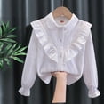 thumbnail image 5 of CAUYDY Western Girls School Shirts Teen Long Sleeve Button Down Ruffle Top, Collared Uniform Blouse for Graduation White Sizes 15 Years, 5 of 6