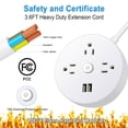 thumbnail image 3 of Power Strip Surge Protector with USB,5 Feet Long Cord with 4 AC Outlets and 2 USB Charging Ports, Overload Protection Outlet Extender, Compact for Smartphone Tablets Home, Office, Hotel,900 Joules, 3 of 6
