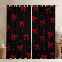 Castle Fairy Cartoon Bow-Tie Blackout Curtains Set of 2 (52x84 Each) for Teens Women Girls,Dreamy Princess Window Curtains,Black Red Curtains and Drapes,Ultra Soft Home Decor