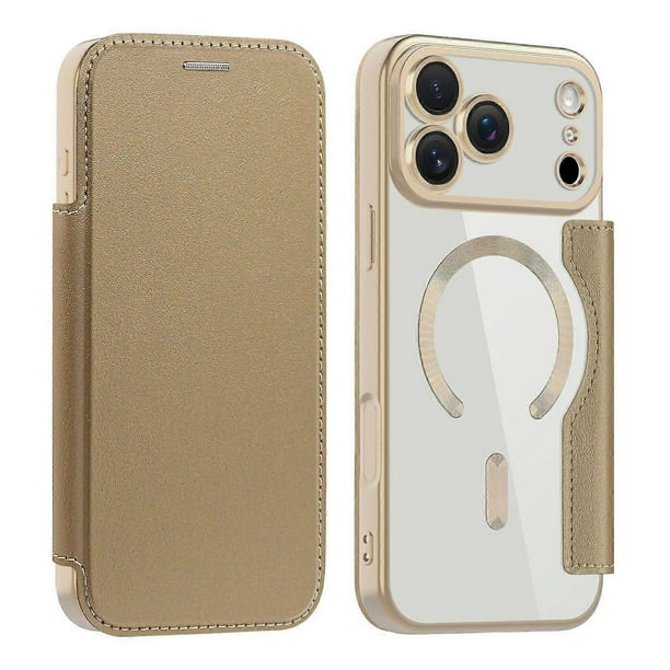 AMORUS For iPhone 17 Pro Max Case Compatible with MagSafe RFID Blocking Card Holder Leather Phone Co
