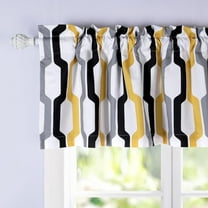 DriftAway Lined Rod Pocket Window Curtain Valance, 54" x 84" Plus 2", Gold White