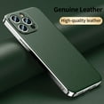 thumbnail image 4 of Genuine Cowhide Leather Phone Case for iPhone 16 14 12 13 15 Pro Max 15Pro 14Pro Luxury Plating Full Lens Protection Back Cover Orange(A006) For iPhone 16, 4 of 6