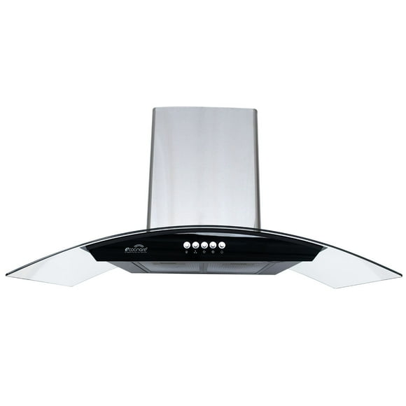 Campana Extractora de Cocina - Empotrable - Botones Acero Inoxidable y Vidrio Templado, Extractora y Purificadora, 3 Velocidades de Succión, Iluminación LED, Filtros Metálicos (90 cm) Ecocinare De pared