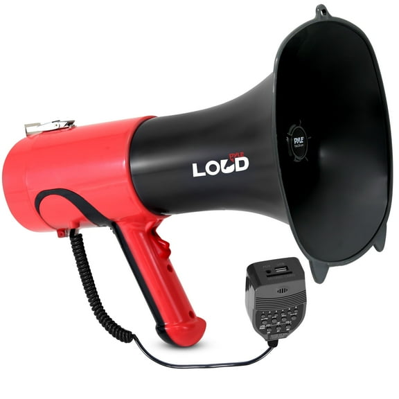 Pyle Portable Megaphone Bullhorn - Bluetooth Compatible PA Speaker with Built-in Voice Changer, 1500 Yard Range, Siren, 100W Adjustable Vol Control, Loudspeaker for Outdoor Sports & Safety Drills