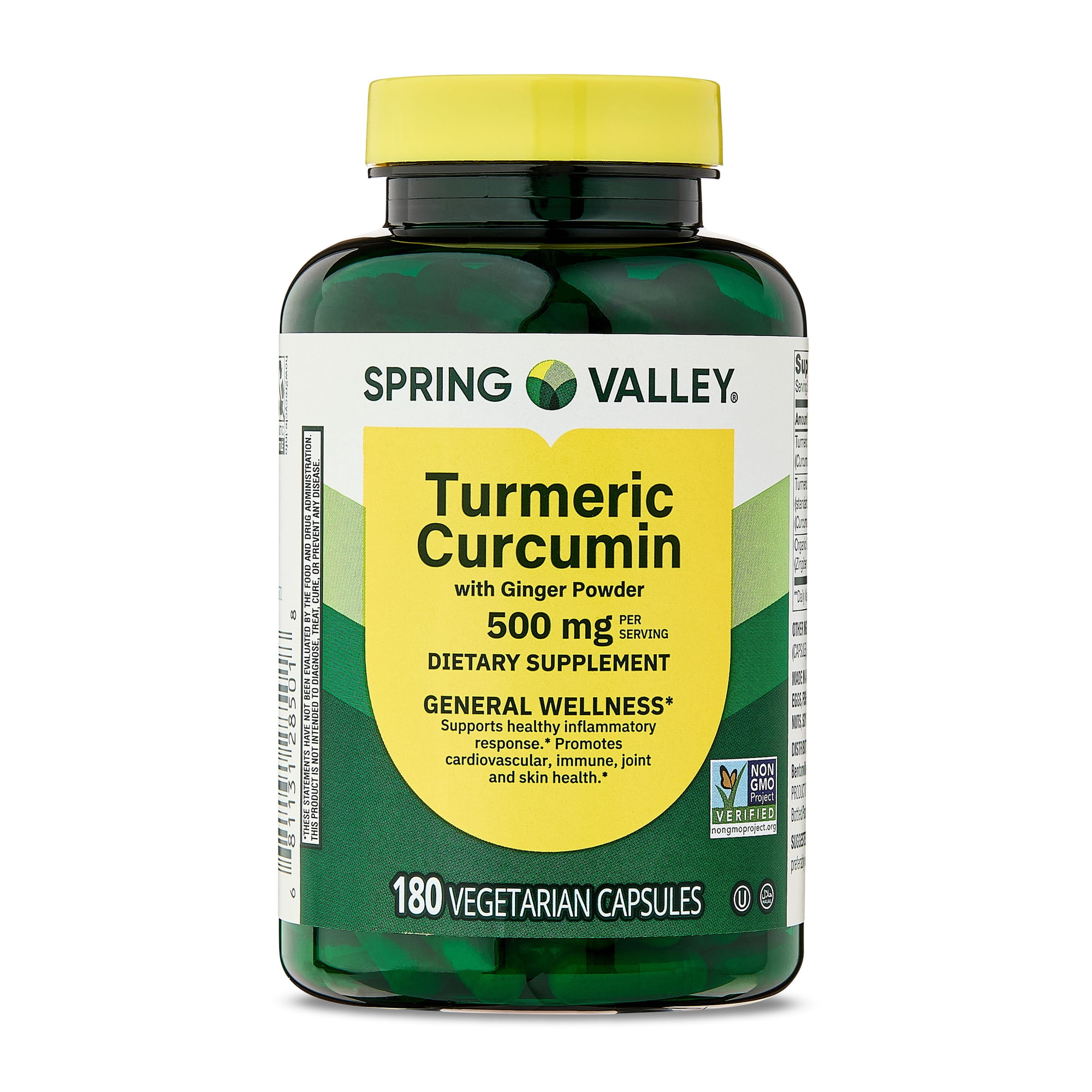 Spring Valley Turmeric Curcumin with Ginger Powder Dietary Supplement, 500 mg, 180 Count