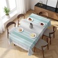 thumbnail image 3 of Aqua Gray Stripes Table Cloth Waterproof Tablecloths, Minimalist Gradient Lines Aesthetic Tablecloth Dining Table Cover for Kitchen Party Tabletop Outdoor, Rectangle Tablecloth 60x120 Inch, 3 of 9