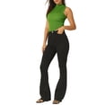 thumbnail image 2 of Hobemty Women's Ribbed Blouse Basic Mock Neck Sleeveless Knitted Top, 2 of 5