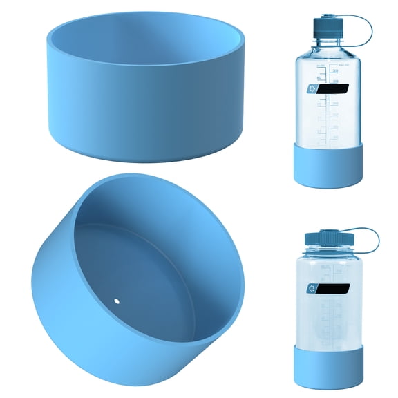 Linkidea 2 Pack Water Bottle Boot Compatible with Nalgene Sustain Wide Mouth 32oz/48oz, Narrow Mouth 32oz, Silicone Anti-Slip Bottle Bottom Bumper Protector (Blue)