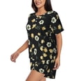 thumbnail image 4 of Vsdgher Daisy Pattern Womens Pajamas 2 Piece Short Sleeve Sleepwear Set,Summer Soft Pajamas Set Casual Lounge Sets, 2-Piece Pj -4X-Large, 4 of 8