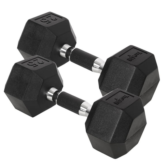 Dumbbell Hex- Rubber Grip - 25lbs - Pair