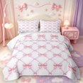thumbnail image 2 of Manfei Girly Bowtie Quilt Full,Cute Pink Bow Full Bedspread Sets,3-Piece,1 Coverlet and 2 Pillowcases, 2 of 7