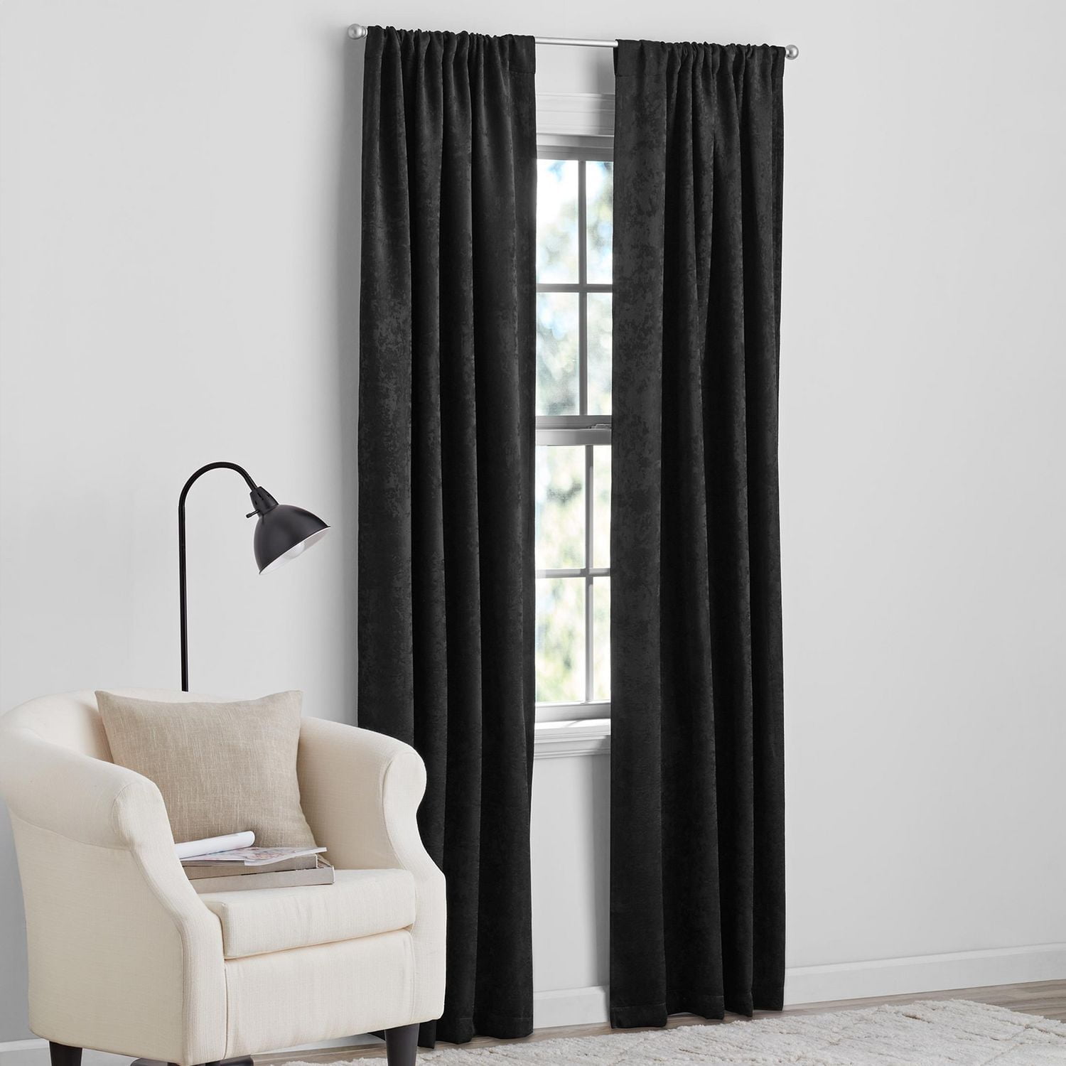 Mainstays Sheen Rod Pocket Blackout Curtain Panel Pair, 37" x 84", Shimmer Blackout Curtain Set