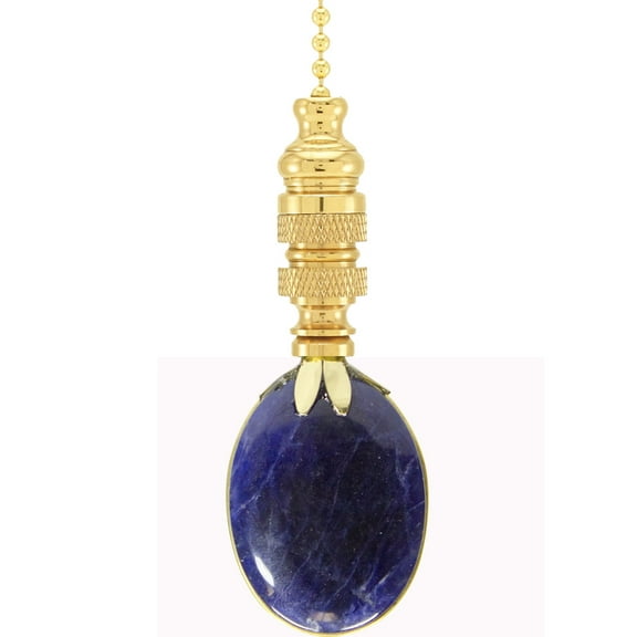 Navy Oval Lapis Fan Pull 2.5"h Polished Base Chain