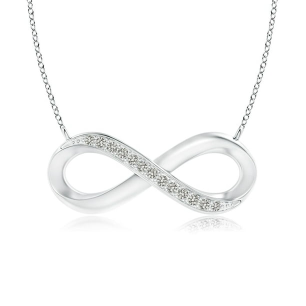 Sideways Pave-Set Diamond Infinity Necklace in 14K White Gold (1mm Diamond)  - SP1047D-WG-KI3-1