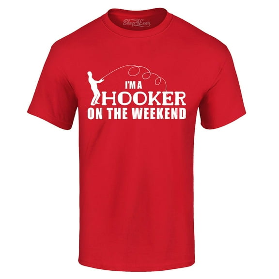 Shop4Ever Men's Hooker on The Weekend Graphic T-shirt XXXX-Large Red