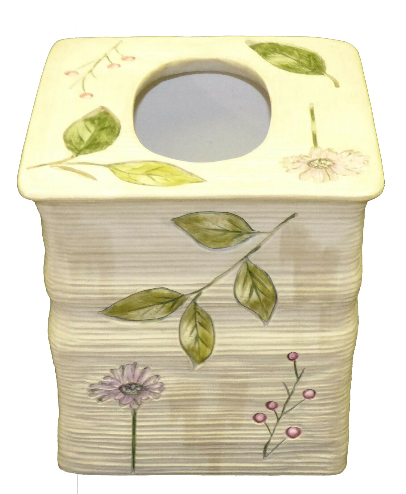 Croscill Autumn Leaves Square Tissue Box Cover w/ Flowers Spring Colors Floral