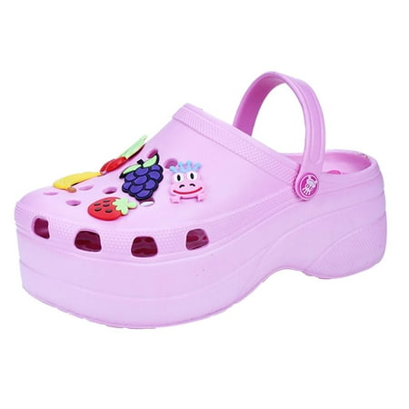 

CERYTHRINA Gardener Platform Clogs Slippers for Women Hight Heels Mules Garden Clog Fashion Comfortable Slip on Wedge Sandals Slides Shoes with Shoes Charms Pink 41