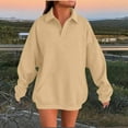 thumbnail image 4 of cocolona Womens Oversized Sweatshirt Casual Solid Color Lapel Long Sleeve Shirts Fall Winter Fashion Pullover Tops with Pockets, 4 of 4