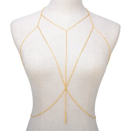 

Valentines day gifts clearance aesthetic Circle Chain Bra Body Chain Clothing Chain Metal Brass Bar Pendant Body Chain