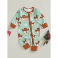 thumbnail image 2 of Suealasg Christmas Baby Girls Boys Footies Pajamas Long Sleeve Rompers Snowman Print Zip Up Full Length Jumpsuit 3 6 12 18 Months Infant Fall Coming Home Clothes, 2 of 8