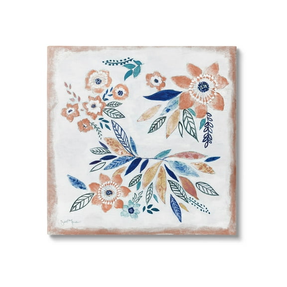 Floral Blossom Patterned Boho Botanical & Floral Graphic Art Gallery Wrapped Canvas Print Wall Art