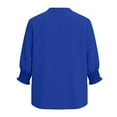 thumbnail image 5 of BXINGOHAI Women's 3/4 Sleeve V Neck T Shirt Solid Casual Tops Basic Tees Fall Winter Outfits Shirts Clothes Blue S, 5 of 6