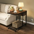 C Side Table with Outlet and USB Ports, Portable Table with Charging