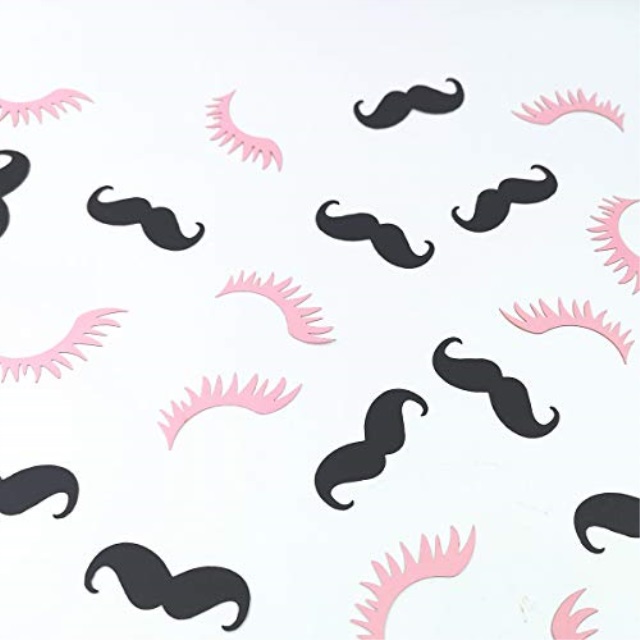 Pack of 24 Staches or Lashes Gender Reveal Cupcake Toppers Baby Shower Decora...