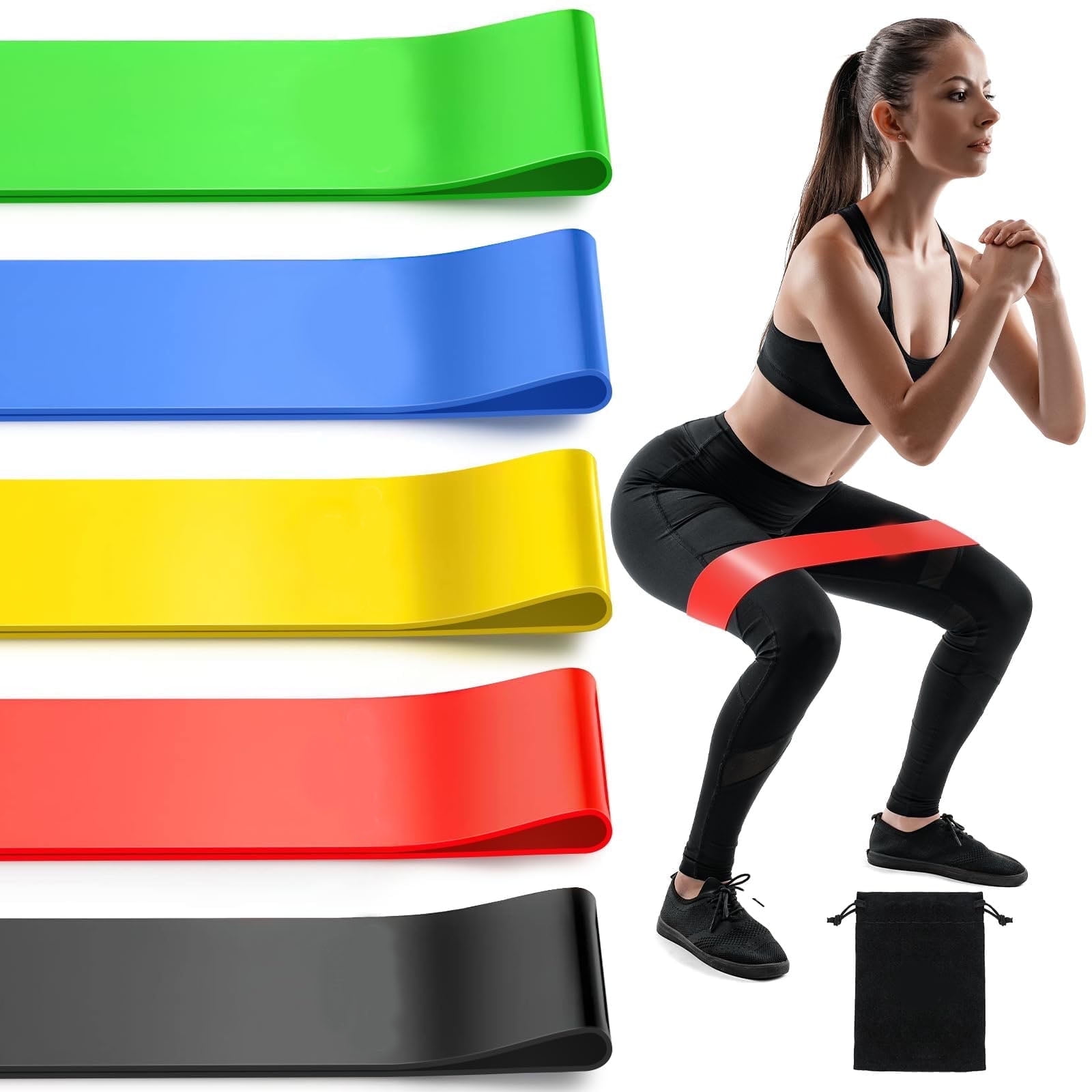 USTRIS 5 Pcs Resistance Bands for Working Out, Pilates Physical Therapy Exercise Bands.Body Fitness Resistance Bands Workout Stretch Band for Physical Therapy Loop Exercising Resistance Bands
