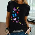 thumbnail image 2 of asdoklhq Womens Plus Size Clearance,Women's Shirt Tees Funny Cute Short Sleeve Fall T Shirt Butterfly Print Shirt Gift Tops Blouse Gift for Women, 2 of 7