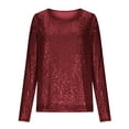 thumbnail image 4 of HongQid Sequin Tops for Women Long Sleeve Blouse for Women Dressy Sparkly Tops Crew Neck Outfits for Party Glitter Tops, 4 of 8