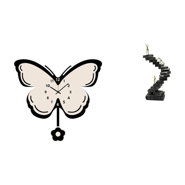 Reloj de pared,Reloj de pared para sala de estar,dormitorio,cocina,decoración de pared.,Estatua de escalera,Estatua de escalera con libros para escalar,decoración artística,Escultura de