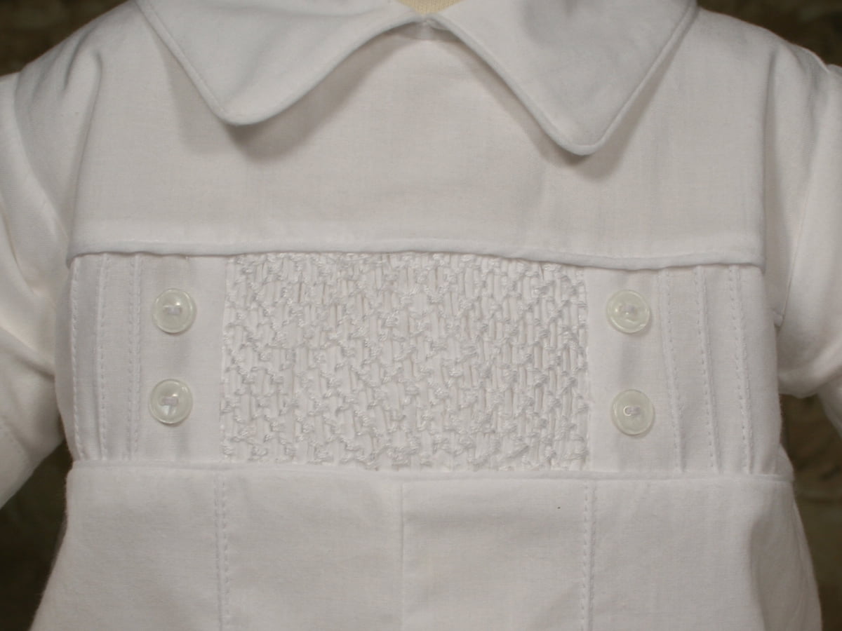 Baby Boys White Cotton Smocked Baptism Outfit Set (Baby)