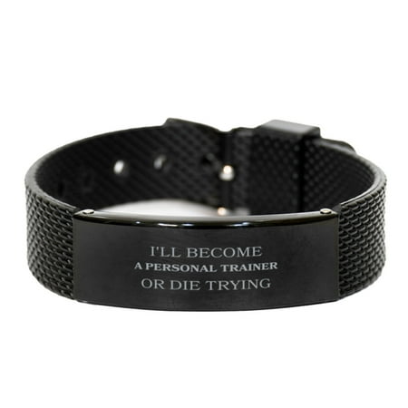 Personal Trainer Black Shark Mesh Bracelet - Ill Achieve or Persevere, Fitness Inspiration for Graduation, Holidays and more