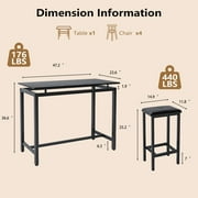 Counter Height Table Set of 5, Breakfast Bar Table and Stool Set, Minimalist Dining Table with Backless Stools, Wood Top Pub Table & Chair Set for Kitchen Apartment Bistro - Space Saving