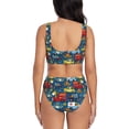 thumbnail image 3 of Kdxio Vehicles Cartoon with Funny Drivers,Animal Drivers Print Women's 2 Piece High Waisted Wrap Spaghetti Strap Summer Swimsuit Bikini Set-Small, 3 of 7