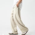 thumbnail image 2 of OSOLU Men's Summer Light Loose Straight Tube Solid Color Basic Easy To Pants Trousers Everyday Comfort Versatile Workout Training Joggers Bottoms, 2 of 9