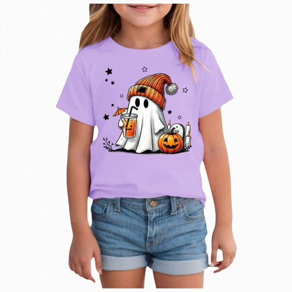 boobe Toddler Girls Halloween Shirt Spooky Graphic Tshirt Little Girls Fall Short Sleeve Tee Tops