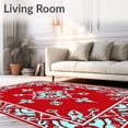 thumbnail image 2 of ODIKA 6'x9' Machine Washable Non-Slip Area Rug, Artisan Trellis Framework with Stylized Petals and Ornamental Vinework High Traffic Rug with Pad, Red, 570168, 2 of 8