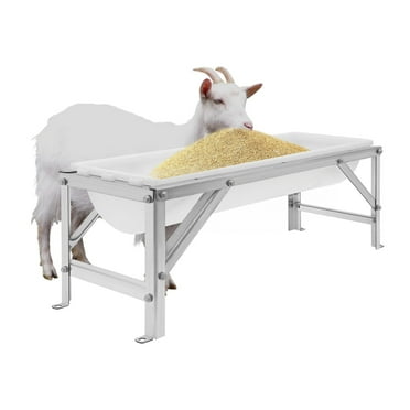 Miumaeov 39.37inch 35L Rectangular Feed Trough Floor Standing Livestock Feed Trough Feeder with Stand