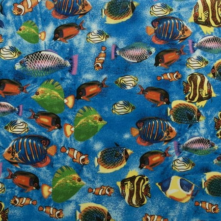 Novelty Kids Fish Fabric, Blue