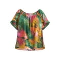 thumbnail image 5 of Terra & Sky Women's Plus Convertible Blouse with Short Sleeves, Sizes 0X-5X, 5 of 5