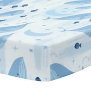 Lambs & Ivy Bubbles & Squirt 100% Cotton Whale/Ocean Fitted Crib/Toddler Sheet