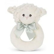 Bearington Baby Lamby Plush Stuffed Animal Cream Lamb Soft Ring Rattle, 5.5"