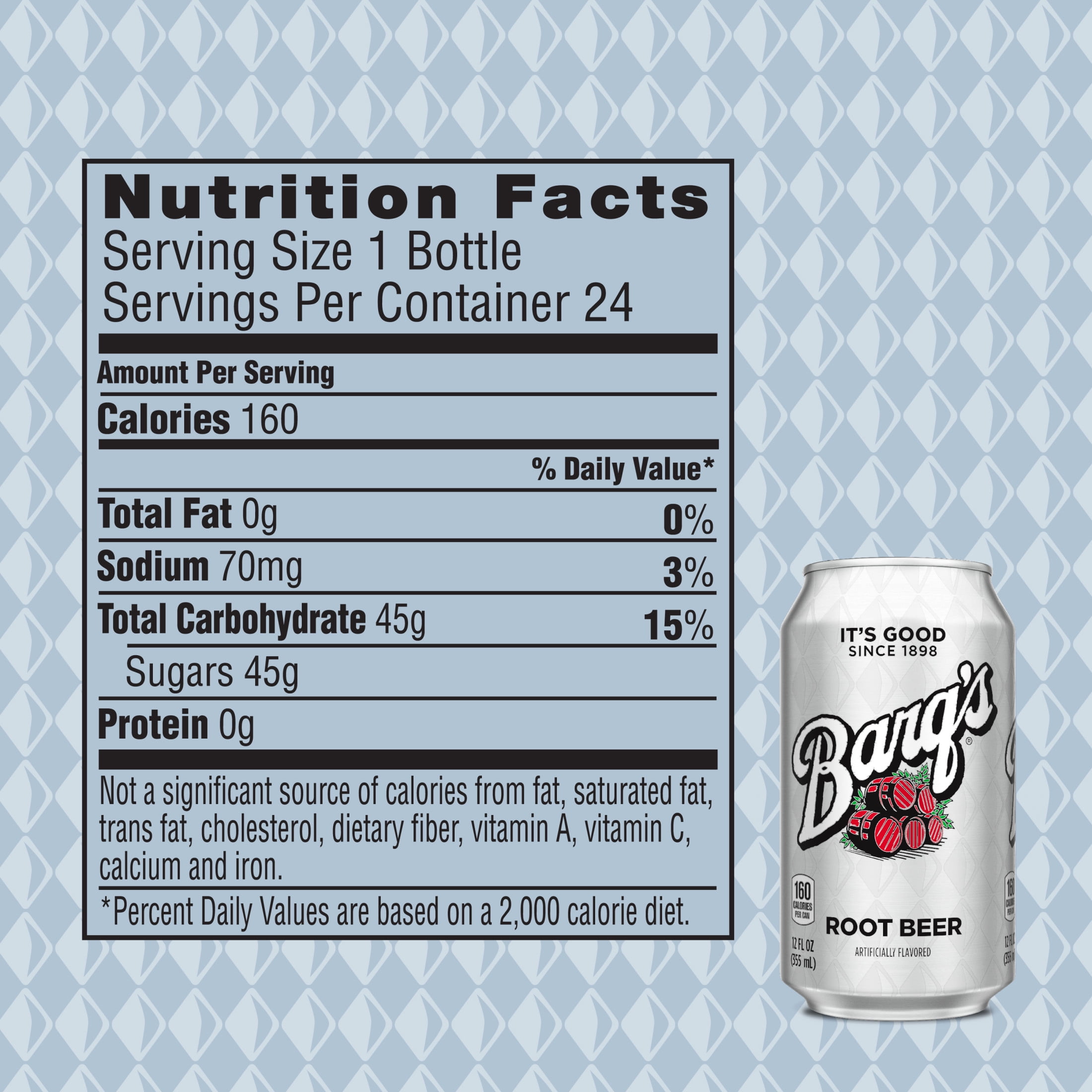 Barq's Root Beer Soda Pop Cans, 12 fl oz, 24 Pack