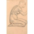 thumbnail image 2 of Joakim Skovgaard 11x14 Black Ornate Wood Framed Double Matted Museum Art Print Titled: Model Study; Kneeling Woman in Profile M.H. (1899 - 1903), 2 of 5