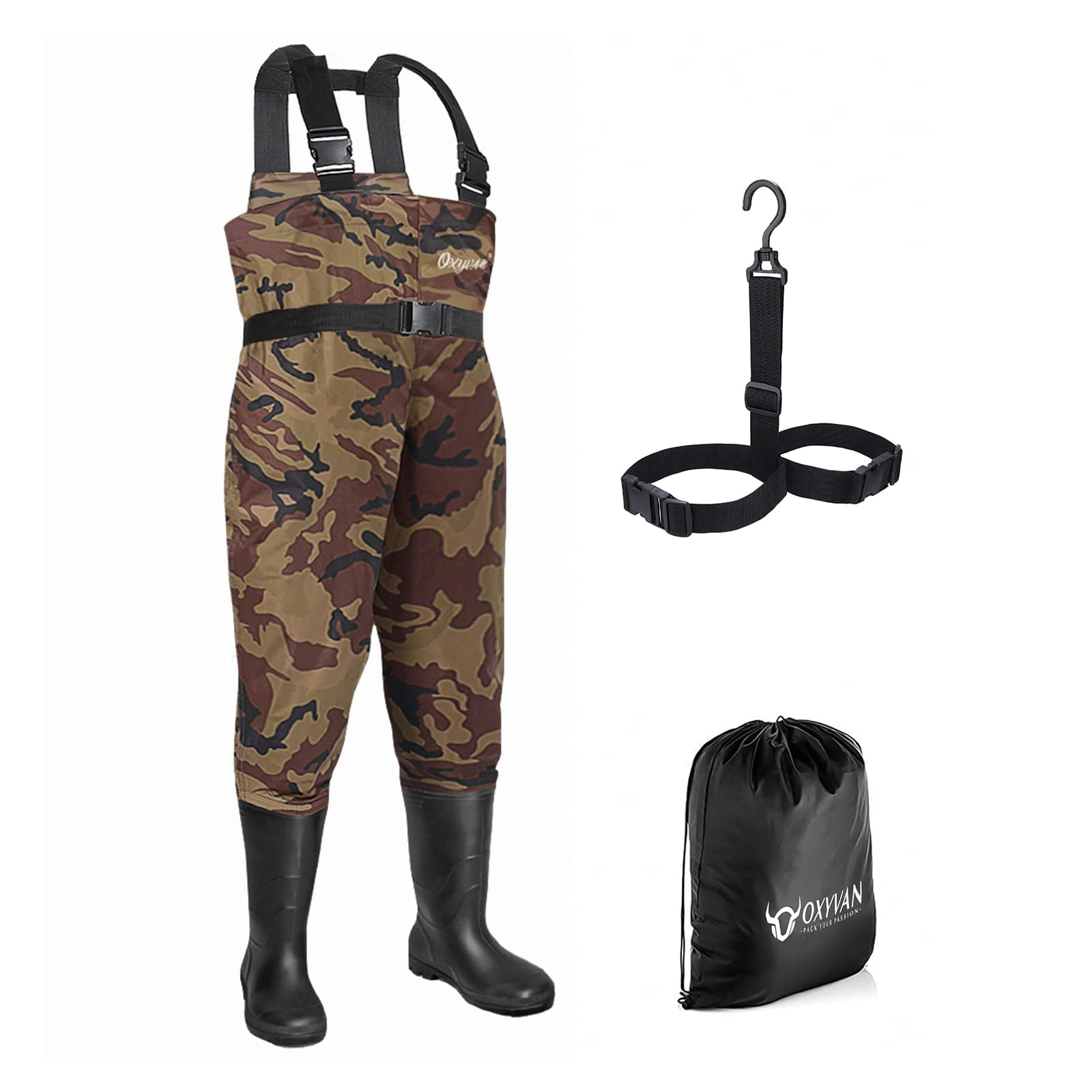  OXYVAN Chest Waders with Boots for Men & Women, Nylon/PVC  Lightweight Fishing Wader with Boots Hanger : Sports & Outdoors