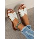 thumbnail image 3 of Women Snakeskin Embossed Braided Detail Flat Sandals, Elegant Summer Slide Sandals, 3 of 4