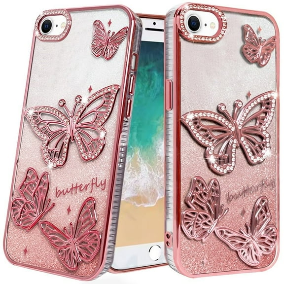 Rose Gold Glitter TPU Case for iPhone 16E / SE4
